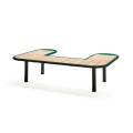 Nordhavn Public Backless Bench | U-shaped, black frame, wooden slats.