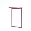 Amager Outdoor Bar Table with purple frame and wooden top.