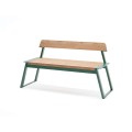 Nørrebro 3 Seater Public Backrest Bench with wooden seat and backrest.