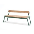 Nørrebro 4 Seater Public Backrest Bench in green and wood finish.
