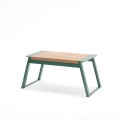 Nørrebro Outdoor Stool with green metal frame and wooden seat