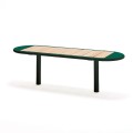 Nordhavn 3 Seater Public Backless Bench with green frame and wooden seat