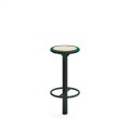 Nordhavn Outdoor Bar Stool with footrest in green and natural wood tones.