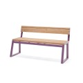 Amager 3 Seater Public Backless Bench with wooden slats and purple metal frame.