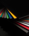 Samples of HPL PLATE in various colors and thicknesses.