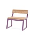 Amager 1 Person Backrest Bench with wooden seat and backrest on purple metal frame.