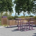 Amager Bar-Set: Tisch und 4 Barhocker im Freien, modern, Holz und Metall, im Park.