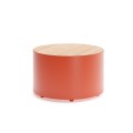 Valby Public Backless Bench | Round in orange with wooden top.