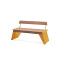 Nyboder 3 Seater Public Backrest Bench in yellow and wood.