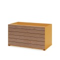Jardinière extérieure Nyboder en bois et métal jaune, capacité de 325 litres.