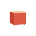 Valby Public Backless Bench | Square in red color, with a wooden top, minimalistic design