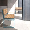 Frederiksberg 3 Seater Public Backrest Bench with wooden slats and metal frame in modern space.