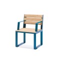 Frederiksberg 1 Person Backrest Bench w/ Armrest in blue and natural wood.