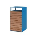 Frederiksberg Street Litter Bin with wooden slats and blue frame