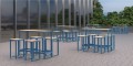 Frederiksberg Bar Set: Table &amp; 4 Bar Stools in outdoor setting.