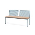 Banc public avec dossier Østerbro 3 places en métal bleu avec assise en bois.