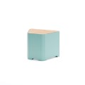 Tabouret d'extérieur Kødbyen bleu turquoise avec assise en bois, hauteur 45 cm.