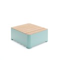 Kødbyen Public Backless Bench | Rectangular with light blue base and wooden top