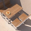 Banc avec dossier pour 1 personne Hellerup, design en métal et bois, élégant et moderne pour extérieur.
