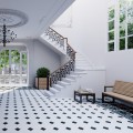 Hellerup Outdoor Pflanzkübel im Innenbereich neben Treppe.