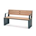 Indre By 3 Seater Public Backrest Bench w/ Armrest, wooden and metal design