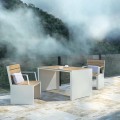 Moderne Indre By 1-Personen-Rückenlehnenbank mit Armlehne auf einer Terrasse.