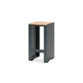 Indre By Outdoor Bar Stool with metal frame and wooden seat.