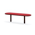 Banc Public Sans Dossier Sydhavn 3 Places rouge sans dossier avec pieds noirs.