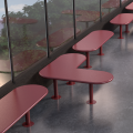 Banc Public Sans Dossier Sydhavn 3 Places en métal rouge, design moderne.