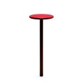 Table de bar d'extérieur Sydhavn, hauteur 110 cm, avec plateau rond rouge et pied noir élégant.
