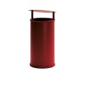 Red cylindrical Sydhavn Street Litter Bin with cover.