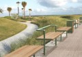 Holmen 3 Seater Public Backrest Bench installed along a scenic pathway
