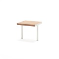 Holmen Outdoor Stool with wooden seat and white metal legs.