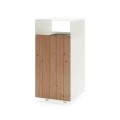 Holmen Street Litter Bin with wooden panel and white perforated top.