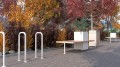 Fahrradständer Holmen U-Form im Park im Herbst.
