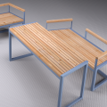Table d'extérieur Christiania 150 cm en bois et métal, style moderne.