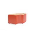 Valby Public Backless Bench | Quarter Round in orange with wooden seat