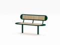 Nordhavn 3 Seater Public Backrest Bench wooden slats green frame