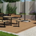 Nordhavn Outdoor Stool | 45 cm on a wooden deck with outdoor seating area