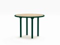 Nordhavn Round Outdoor Table 120 cm with wooden top and green metal legs