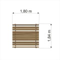 Banc et table en acier galvanisé, vue de dessus avec dimensions 1,80 m x 1,84 m.