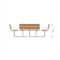 Square Bench &amp; Table with wooden seats and metal frame