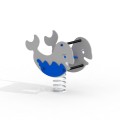Grey and blue whale spring rocker for children aged 1 year.