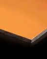 Orange HPL PLATE thickness 6 mm (SAMPLE 50×50 MM) close-up view.