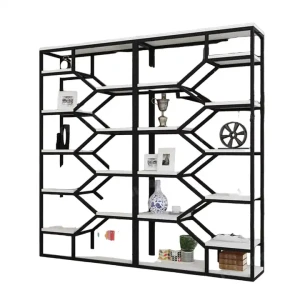 Möbel für Büro & Heimdekoration Bücherregal Metall und Holz moderner Stil, hohes Bücherregal Display Aufbewahrung