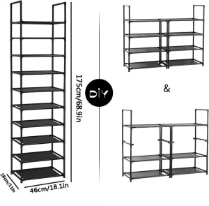 Étagère à chaussures en métal moderne au design ajustable pour salon, appartement, supermarché, entrepôt, atelier et autres espaces