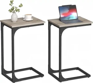 Hot-verkochte houten C-vormige bank theetafel zwart metaal modern woonkamer kantoor meubilair salontafel