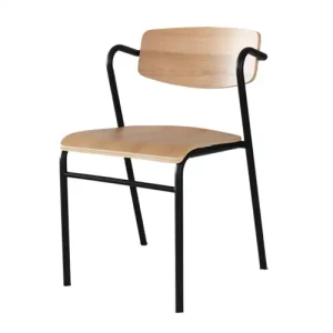 Contemporary-style Metal Chair For School Home  Furniture Metal Frame Wood Seating Durable Stackable Dining Chairs