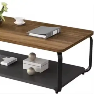 Moderner Couchtisch mit Metallrahmen und Holzplatte für Wohnzimmerdekoration Inneneinrichtung