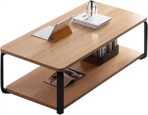 Table basse moderne avec cadre en métal et plateau en bois pour décoration de salon mobilier d'intérieur